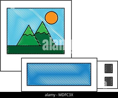 picture and usb memory backup social media Stock Vector