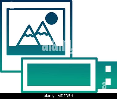 picture and usb memory backup social media Stock Vector