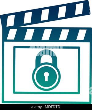 movie film clapper board protection padlock Stock Vector