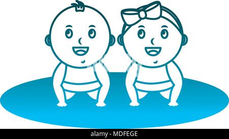 cute little baby boy a girl crawl on all fours Stock Vector