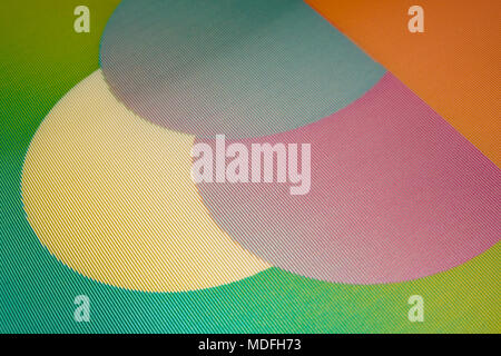 Abstract closeup of circles, curves and geometry from a holographic lenticular print, for creative design cover, poster, book, printing, gift card Stock Photo