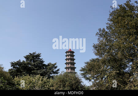 General view of the Great Pagoda at Kew Gardens in west London. Stock Photo