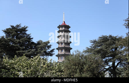 General view of the Great Pagoda at Kew Gardens in west London. Stock Photo