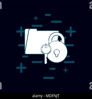 cyber security design with folder and padlock over blue background, colorful line design. vector illustration Stock Vector