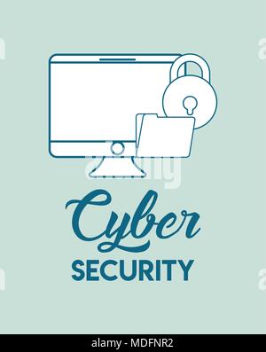 cyber security design with computer and related icons over green background, vector illustration Stock Vector