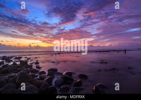 Bung Hatta beach at sunset, Padang, West Sumatra, Indonesia Stock Photo