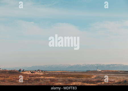 In the middle of nowhere a small village Varanger Peninsula north Norway Stock Photo