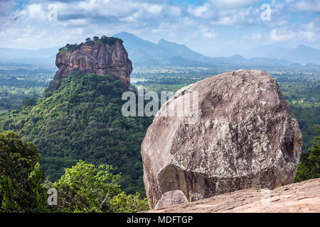 Lion rock view from Pidurangala rock, Dambulla, Matale District, Central Province, Sri Lanka Stock Photo