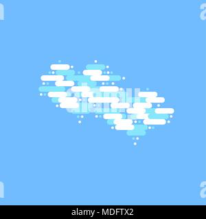Blue sky with two white clouds in the shape of a heart. Vector illustration Stock Vector