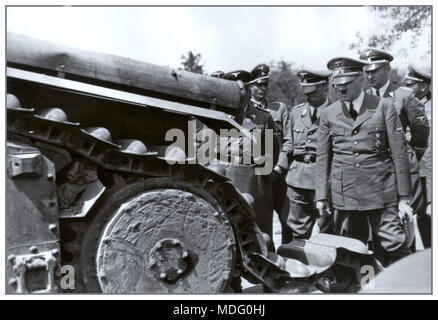 WW2 Adolf Hitler, Himmler and Wolff looking at destroyed French Char B1 tank, 1940 Pictured during a visit to occupying German troops in France after their succesful campaign in 1940 Stock Photo