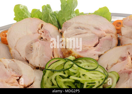 Stuffed roll pork. Decorated catering food Stock Photo