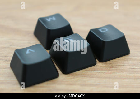 WASD keys, buttons from gaming keyboard Stock Photo