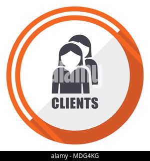 Customers flat design orange round vector icon in eps 10 Stock Vector ...