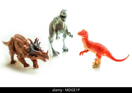 Dinosaurs toy on white isolated background small sized Stock Photo