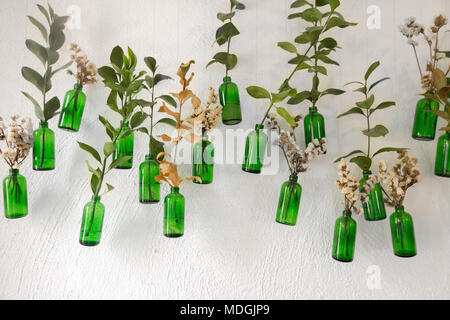 Creative design of flowers in bottles Stock Photo
