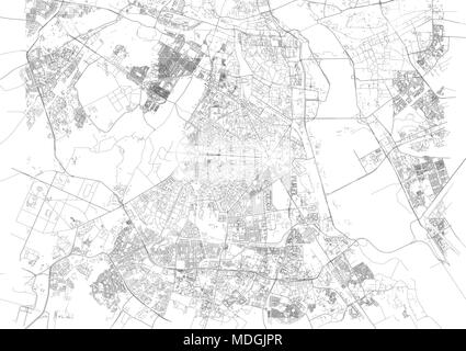 Map of New Delhi, India, satellite view map in 3d . Black and white ...