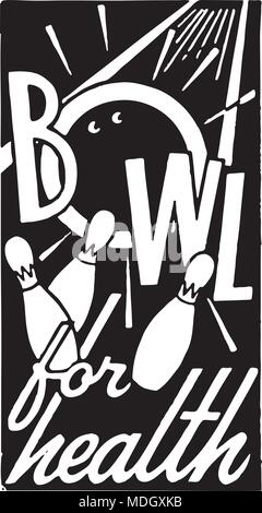 Bowl For Health - Retro Ad Art Banner Stock Vector