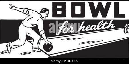 Bowl For Health 2 - Retro Ad Art Banner Stock Vector