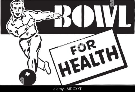 Bowl For Health 3 - Retro Ad Art Banner Stock Vector