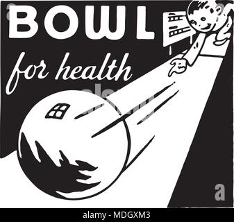 Bowl For Health 4 - Retro Ad Art Banner Stock Vector