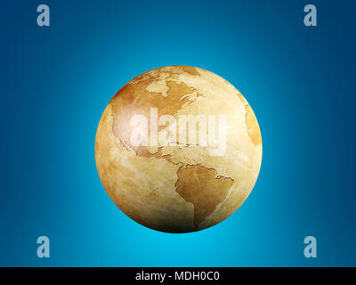 Vintage globe isolated on blue background, 3D rendering Stock Photo