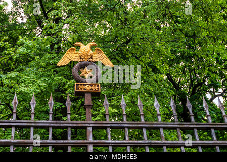 Golden double-headed eagle on gates, St.Petersburg Stock Photo