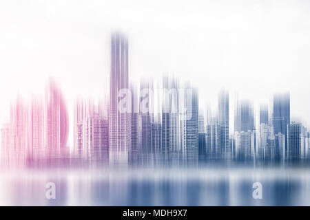 abstract skyline concept - modern  skyscraper buildings - business district skyline Stock Photo