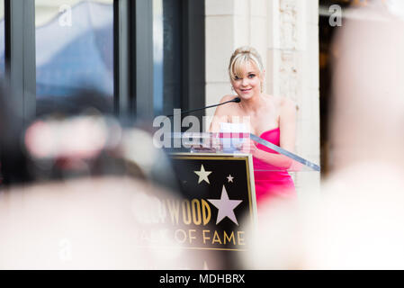 LOS ANGELES - APRIL 4: Anna Faris at Eva Longoria's Hollywood walk of fame Star receiving ceremony at Hollywood Blvd on April 04, 2018 Stock Photo