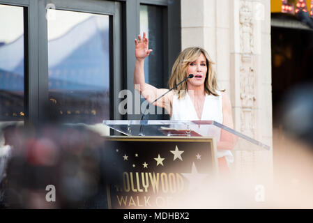 LOS ANGELES - APRIL 4: Felicity Huffman at Eva Longoria's Hollywood walk of fame Star receiving ceremony at Hollywood Blvd on April 04, 2018 Stock Photo