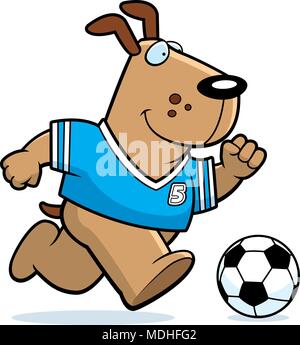 A cartoon illustration of a dog playing soccer. Stock Vector