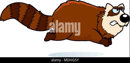 A cartoon illustration of a red panda angry and running. Stock Vector