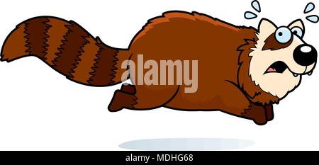 A cartoon illustration of a red panda running away. Stock Vector