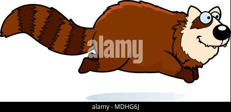 A cartoon illustration of a red panda smiling and running. Stock Vector