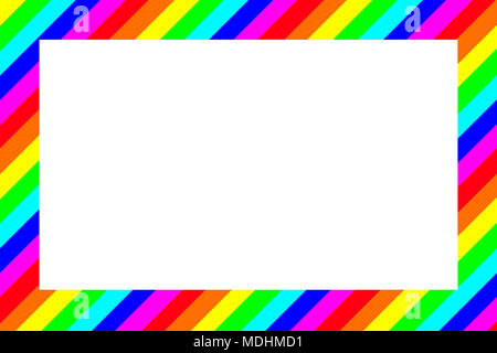 Abstract striped multi coloured background border with white copyspace Stock Photo