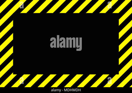 Abstract Danger or warning sign border with black and yellow stripes and copy space Stock Photo