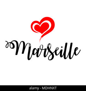 Love Marseille handwritting illustration Stock Photo