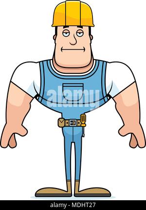 A cartoon construction worker looking bored. Stock Vector