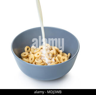 sweet corn rings in milk on white isolated background Stock Photo