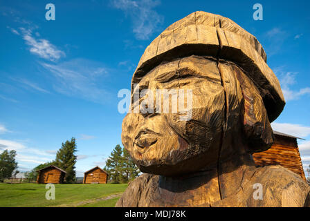 Wooden sculpture in Homestead Open-Air Museum, Jukkasjarvi, Norrbotten County, Sweden Stock Photo
