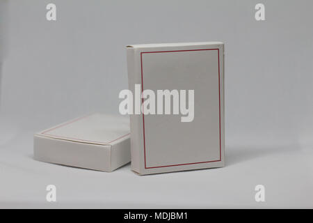 Rectangular cardboard tall box for cosmetics on white background. Stock Photo