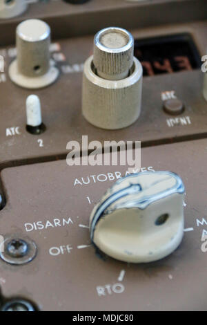 Autobrakes Control on the Flight Deck of a Boeing 747-400 Stock Photo