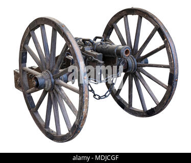 Small old cannon isolated on white background Stock Photo