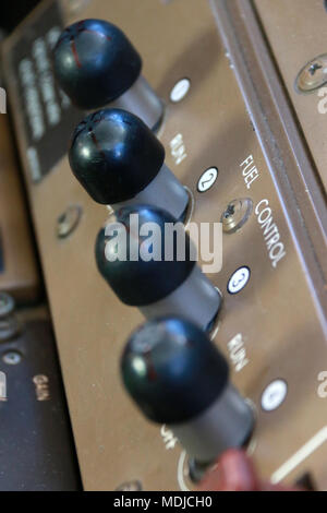 Fuel Control Switches on the Flight Deck of a Boeing B747-400 Stock Photo