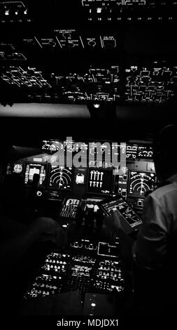 Flight Deck of a Boeing 747-400 used for Hajj and Umrah Flights Stock Photo