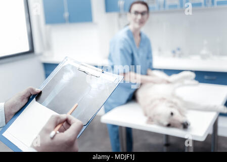 Selective focus of doctors notes Stock Photo