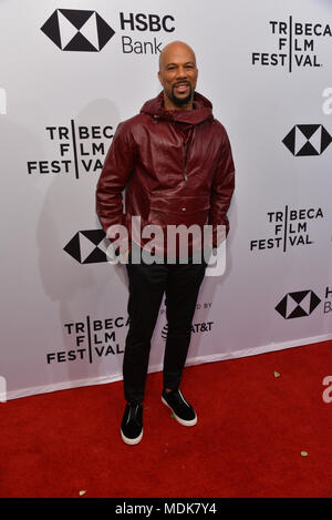 New York, USA. 19th April 2018. Common attends a screening of 'Blue Night' during the 2018 Tribeca Film Festival at SVA Theatre on April 19, 2018 in New York City. Credit: Erik Pendzich/Alamy Live News Stock Photo