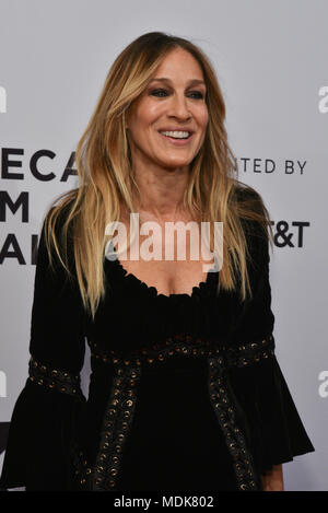 New York, USA. 19th April 2018. Sarah Jessica Parker attends a screening of 'Blue Night' during the 2018 Tribeca Film Festival at SVA Theatre on April 19, 2018 in New York City. Credit: Erik Pendzich/Alamy Live News Stock Photo