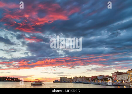 sunset on seascape in Croatia Stock Photo