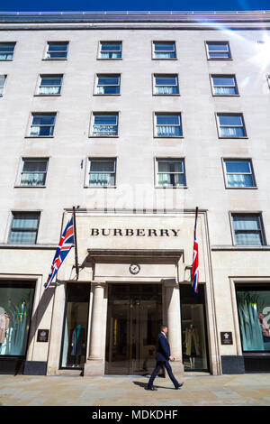 Burberry facade of Mayfair branch store on New Bond Street, London, UK Stock Photo
