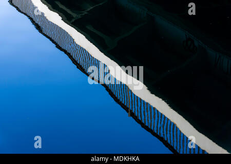 Reflection of bridge in water of Spree River Stock Photo